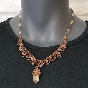 Wire weaved necklace with crystal charm